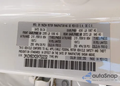 2025 Mazda Cx-30 2.5 S Preferred Package z USA, uszkodzony, nr VIN 3MVDMBCM0SM752232